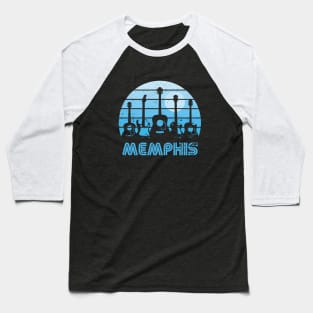 Retro Sunset Memphis Guitars Baseball T-Shirt